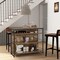4-Tier Metal Frame Kitchen Island Table with Wine Storage Glass Holder and Comfortable Footrest